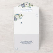 Rustic Elegant Blue Floral Wedding All In One Uitnodiging (Buitenkant)