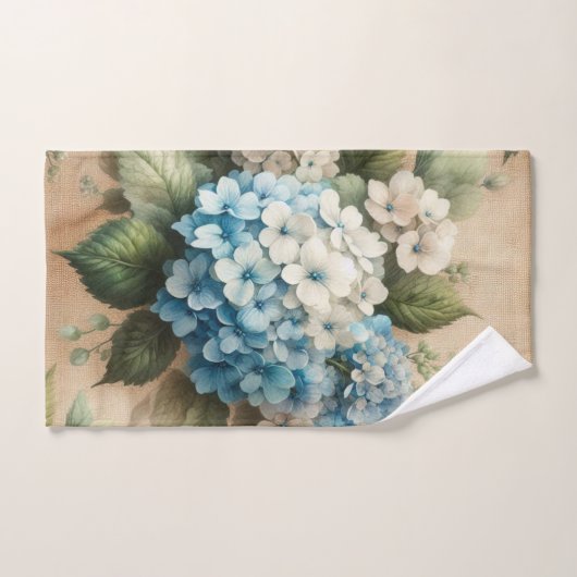 Rustic Elegant Blue Hydrangea Floral  Bad Handdoek (Handdoek)