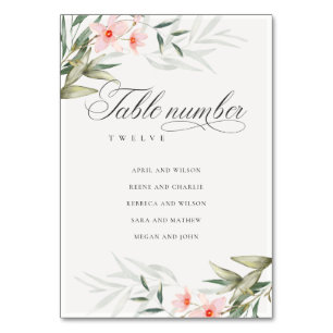 Rustic Elegant Blush Greenery Floral Wedding Name Kaart