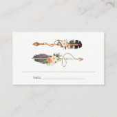 Rustic Elegant Boho Feather Floral Arrow Wedding Plaatskaartje (Achterkant)