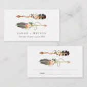 Rustic Elegant Boho Feather Floral Arrow Wedding Plaatskaartje (Voorkant / Achterkant)