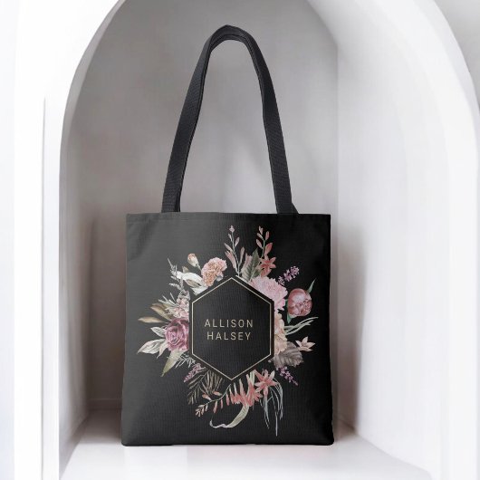 Rustic Elegant Boho Floral met Geometrisch Lijst Tote Bag