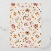 Rustic Elegant Boho Rose Gold Floral Wedding  Foil Folie Uitnodiging (Achterkant)