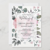 Rustic elegant botanical watercolor floral Wedding Kaart (Voorkant)
