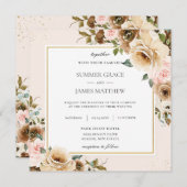 Rustic Elegant Brown Cream Blush Floral Greenery Kaart (Voorkant / Achterkant)