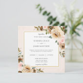Rustic Elegant Brown Cream Blush Floral Greenery Kaart (Staand voorkant)