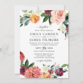 Rustic Elegant Burgundy Blush Herfst Floral Weddin Kaart (Voorkant)