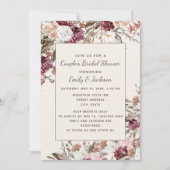Rustic Elegant Burgundy Blush Pink Floral Bridal Kaart (Voorkant)