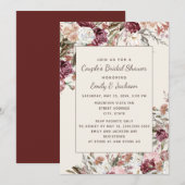 Rustic Elegant Burgundy Blush Pink Floral Bridal Kaart (Voorkant / Achterkant)