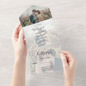 Rustic elegant calligraphy wedding all in one uitnodiging (Afscheurbaar)