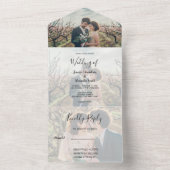Rustic elegant calligraphy wedding all in one uitnodiging (Binnen)