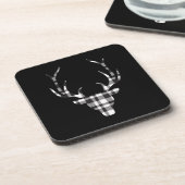 Rustic Elegant Christmas Plaid Deer  Bier Onderzetter (Linkerzijde)