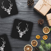 Rustic Elegant Christmas Plaid Deer  Bier Onderzetter