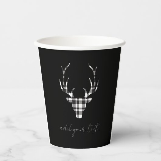 Rustic Elegant Christmas Plaid Deer Papieren Bekers (Voorkant)