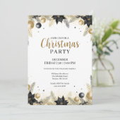 Rustic Elegant Christmas Wreath Invitation Kaart (Staand voorkant)