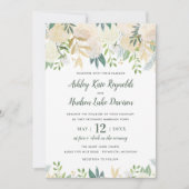 Rustic Elegant Cream Gold Floral Greenery Wedding Kaart (Voorkant)