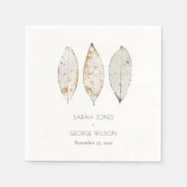 Rustic Elegant Dry Vein Gold Rust Leaves Wedding Servet