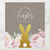 Rustic Elegant Easter Bunny , gepersonaliseerd Wijn Etiket (Enkel label)