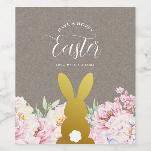 Rustic Elegant Easter Bunny , gepersonaliseerd Wijn Etiket (Enkel label)
