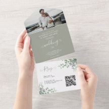 Rustic Elegant Eucalyptus Foto QR Code Weddenschap