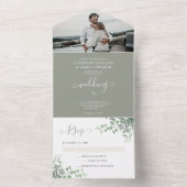 Rustic Elegant Eucalyptus Greenery Foto Weddenscha All In One Uitnodiging (Binnen)