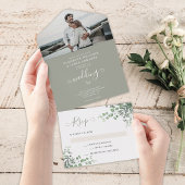 Rustic Elegant Eucalyptus Greenery Foto Weddenscha All In One Uitnodiging