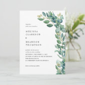 Rustic Elegant Eucalyptus Greenery Foto Weddenscha Kaart (Staand voorkant)