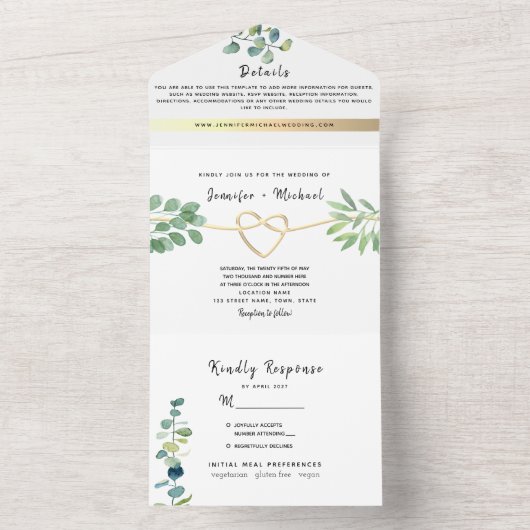Rustic Elegant Eucalyptus Greenery Weddenschap All In One Uitnodiging (Binnen)