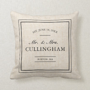 Rustic Elegant Faux Burlap Wedding Date Kussen