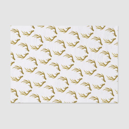 Rustic Elegant Faux Glitter Gold Deer Antlers Tissuepapier (Voorkant)