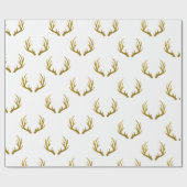 Rustic Elegant & Faux Gold Glitter Deer Antlers Cadeaupapier (Vlak)