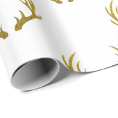 Rustic Elegant & Faux Gold Glitter Deer Antlers Cadeaupapier (Rol Hoek)