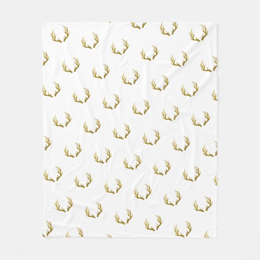 Rustic Elegant Faux Gold Glitter Deer Antlers Fleece Deken (Voorkant)