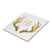 Rustic Elegant Faux Gold Glitter Deer Antlers Tegeltje (Zijkant)