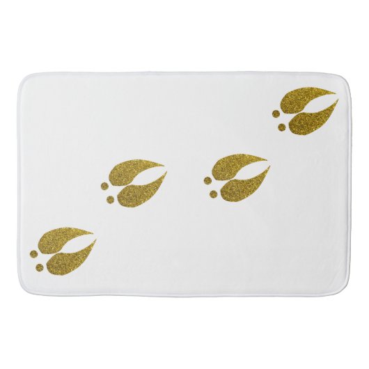 Rustic Elegant Faux Gold Glitter Deer Tracks Badmat (Voorkant)
