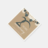 Rustic Elegant Floral 20th Wedding Jubileum Servet (Hoek)