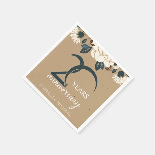 Rustic Elegant Floral 20th Wedding Jubileum Servet (Hoek)
