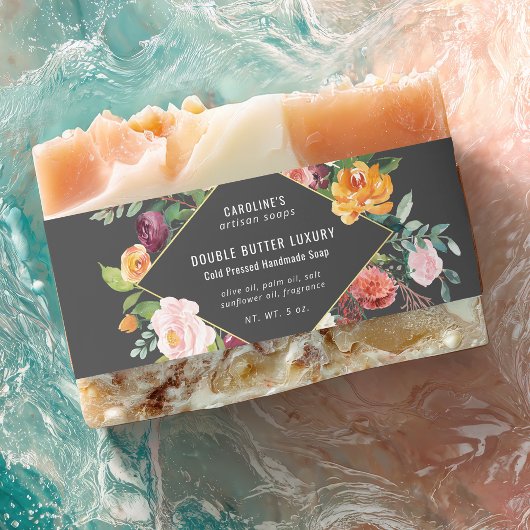 Rustic Elegant Floral Handmade Soap Packaging Uitnodigingen Wikkel