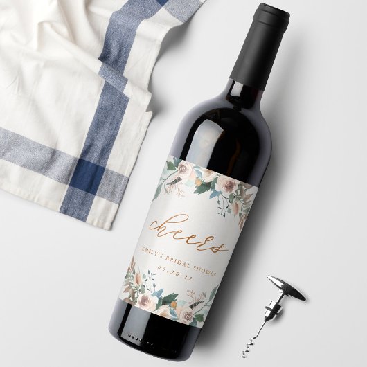 Rustic Elegant Floral Herfst in Love Wedding Wijn Etiket