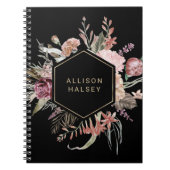 Rustic Elegant Floral met Geometrisch Lijst Notitieboek (Voorkant)