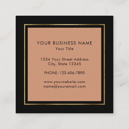 Rustic Elegant Floral met Geometrisch Lijst Vierkante Visitekaartje (Achterkant)