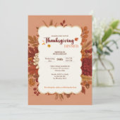 Rustic Elegant Floral Terracotta Invitation Kaart (Staand voorkant)