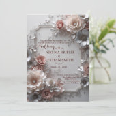 Rustic Elegant Floral Wedding Invitation Kaart (Staand voorkant)