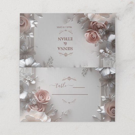 Rustic Elegant Floral Wedding Plaatskaartje (Buitenkant ongevouwen)