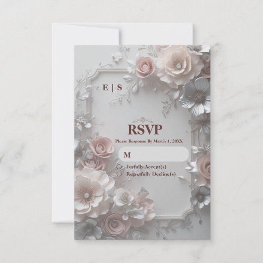 Rustic Elegant Floral Wedding RSVP Card Kaartje (Voorkant)