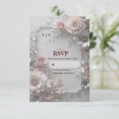 Rustic Elegant Floral Wedding RSVP Card Kaartje (Staand voorkant)