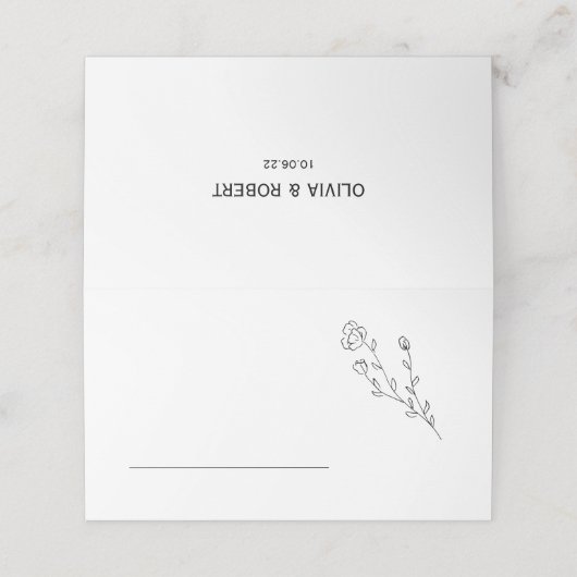 Rustic Elegant Floral Wedding Table Plaatskaartje (Buitenkant ongevouwen)