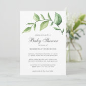 Rustic Elegant Gender Neutral Greenery Baby shower Kaart (Staand voorkant)