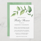 Rustic Elegant Gender Neutral Greenery Baby shower Kaart (Voorkant / Achterkant)