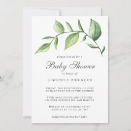 Rustic Elegant Gender Neutral Greenery Baby shower Kaart